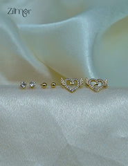 Elegant Gold Tone Combo Earrings with AD Stones – Premium Stud Set