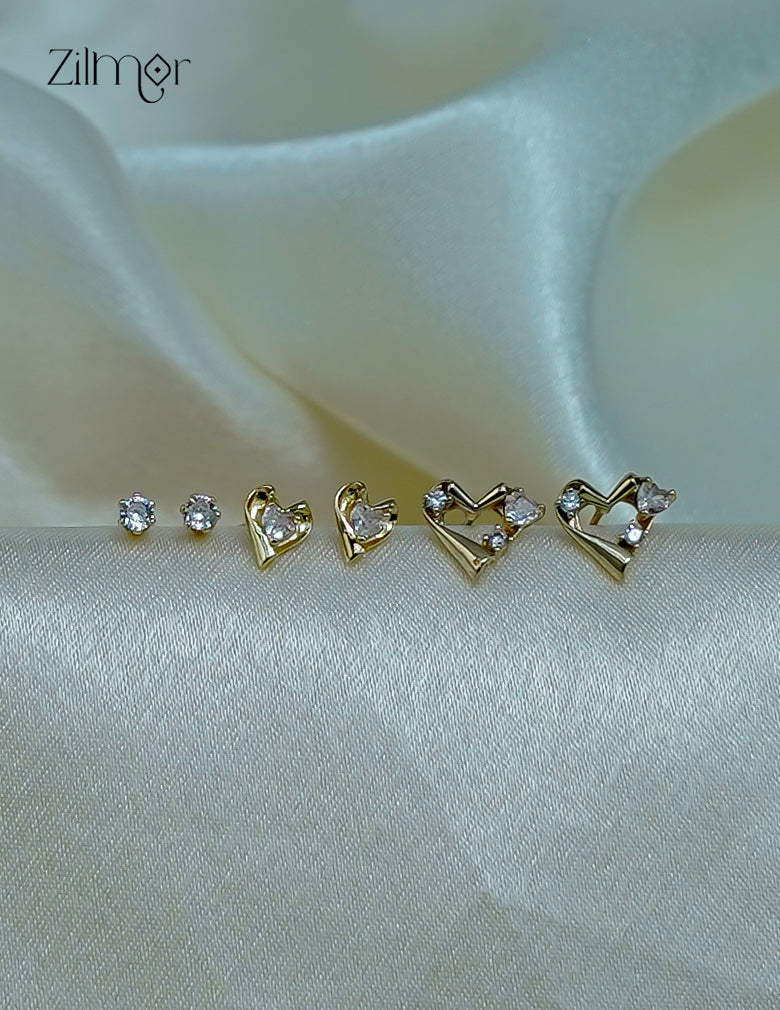 Chic Gold Finish AD Stone Earrings – Combo Set for Everyday Style