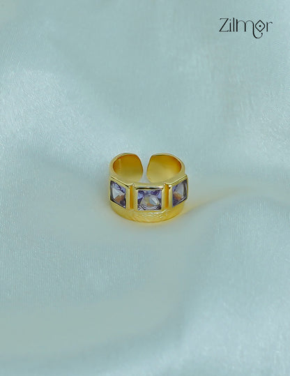 18K Gold Plated Semiprecius Stone Adjustable Ring (color option) -ZP1012178