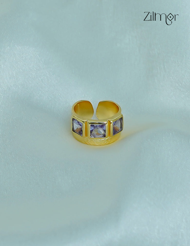 18K Gold Plated Semiprecius Stone Adjustable Ring (color option) -ZP1012178