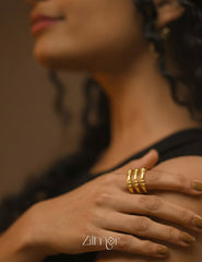 ZC1012057 - Triple Layer Stack Ring – Size Adjustable | 18K Gold Plated Stainless Steel | Anti Tarnish