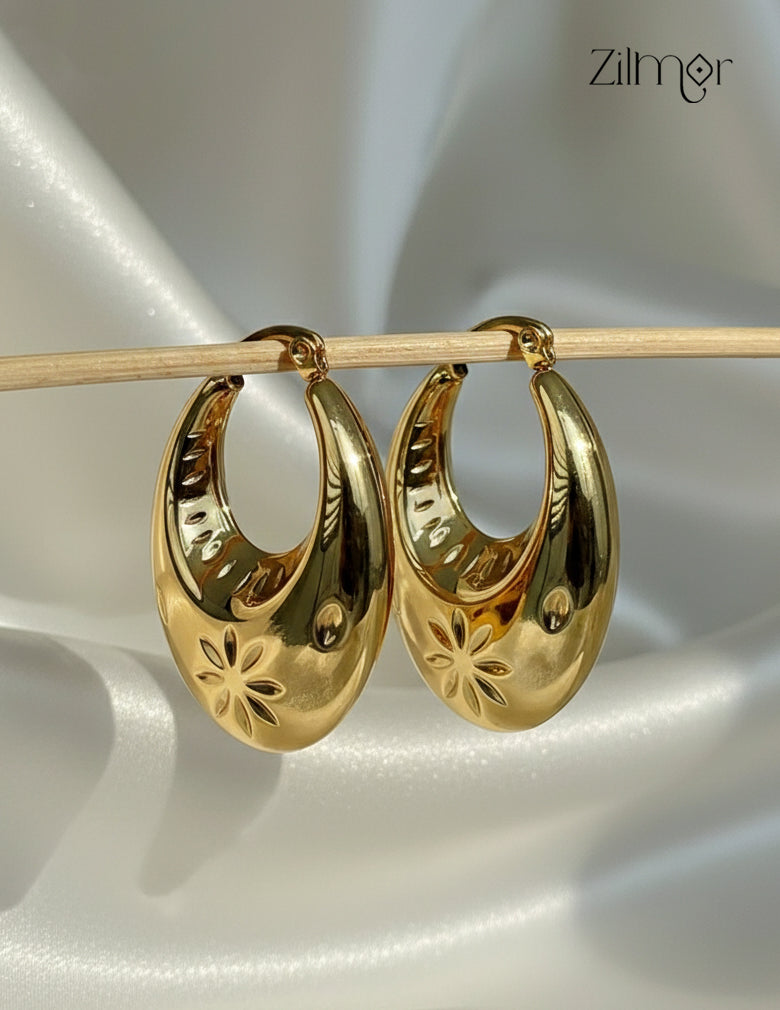 Modern golden hoop earrings with anti-tarnish coating