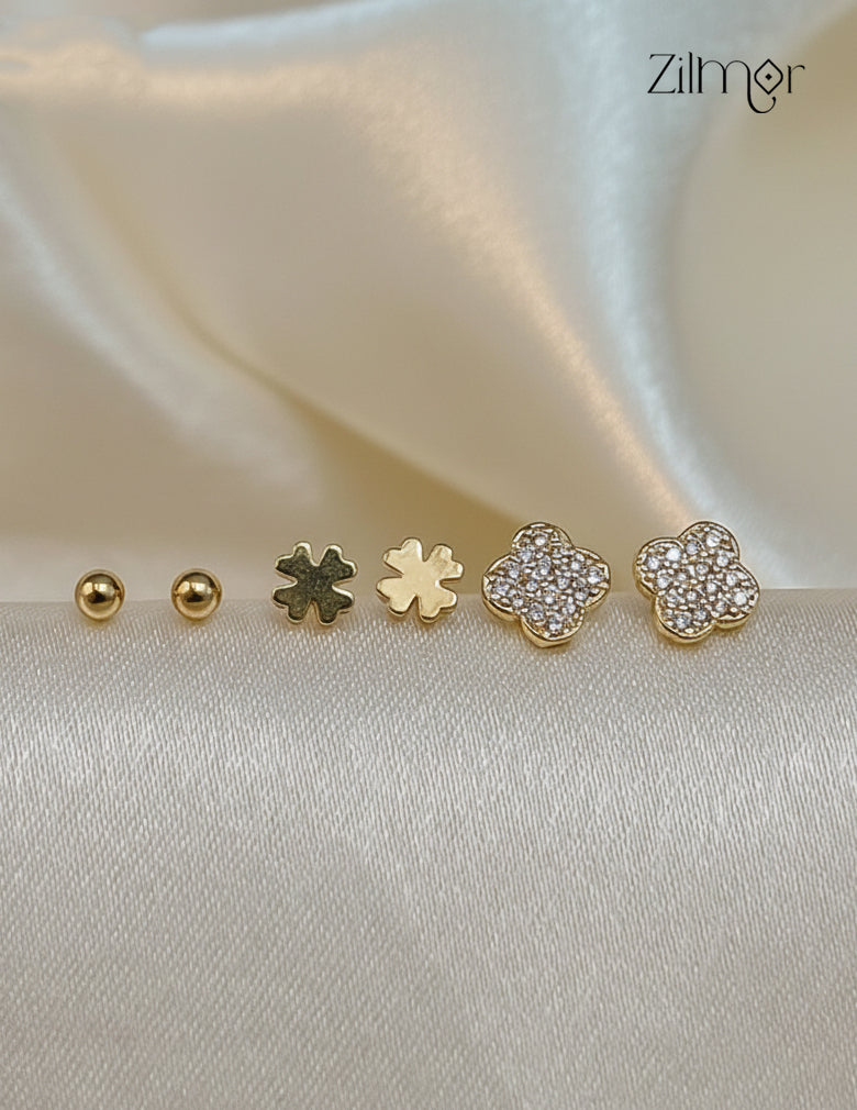 Sparkling Gold Finish AD Stone Earrings – Combo Studs for Women