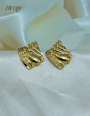 Trendy contemporary golden stud earrings with anti-tarnish coating for women