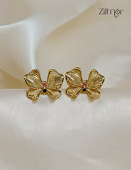 Trendy contemporary golden butterfly stud earrings with anti-tarnish coating for women