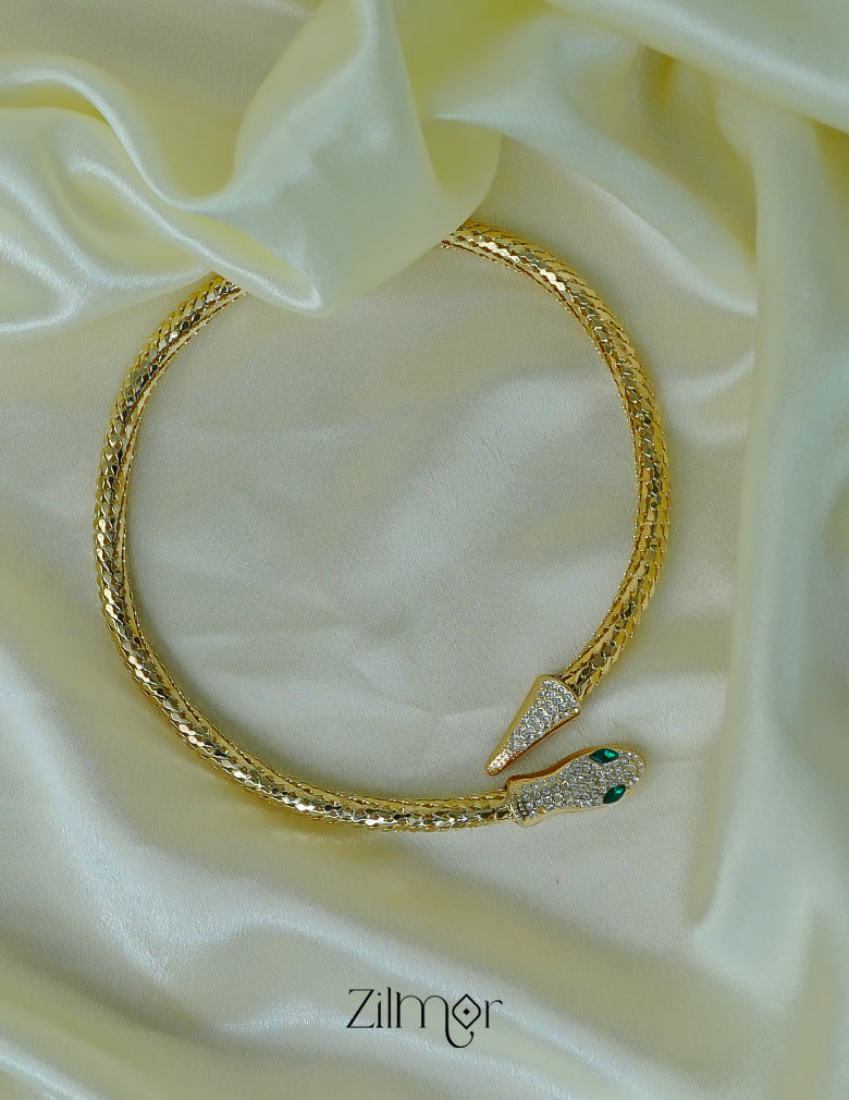 Trendy AD stone snake design neck cuff choker for women