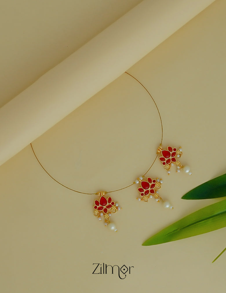 Invisible necklace with pearl cluster lotus pendant contemporary jewelry