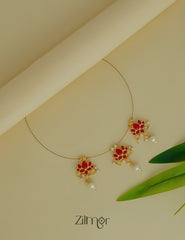 Invisible necklace with pearl cluster lotus pendant contemporary jewelry