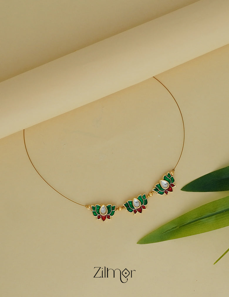 Elegant triple lotus pendant on invisible chain necklace