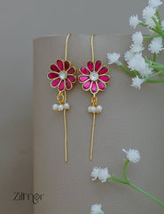 Kemp flower with pearl earcuff earrings traditional jewelry for women