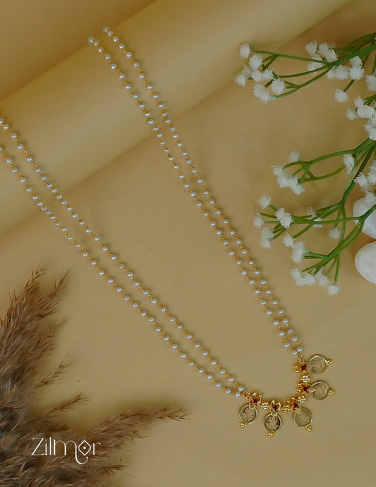Designer 5 Kashu Lakshmi Pendant Long Pearl Necklace – Temple Style