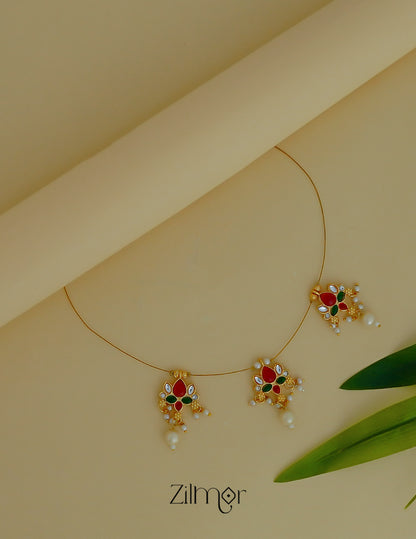 Statement pearl cluster lotus pendant with invisible thread necklace