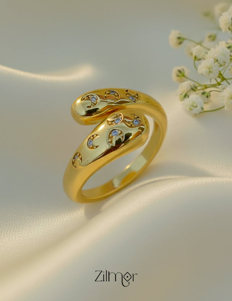 Luxury Adjustable Zircon Ring – 18K Gold Plated, Anti Tarnish & Waterproof