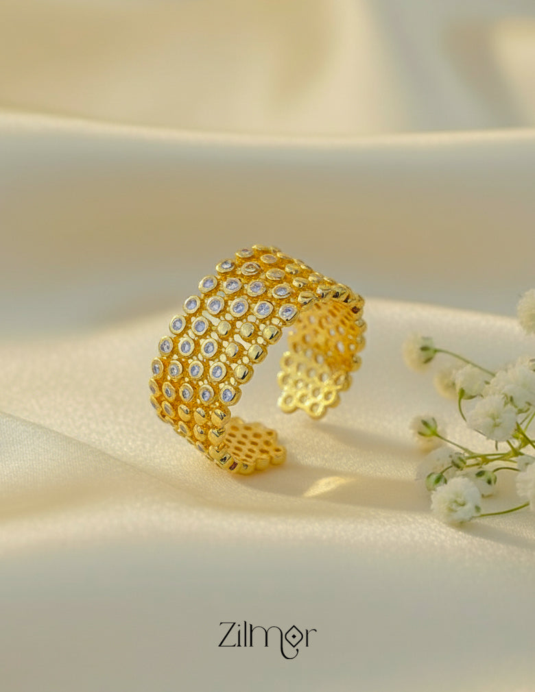 Luxury multi-layered ring size adjustable 18K gold plated stainless steel anti-tarnish for women