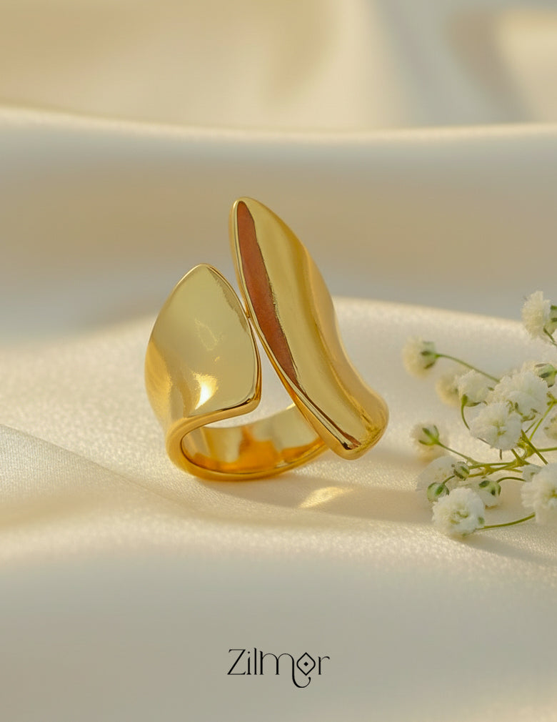 Luxury open wrap ring size adjustable 18K gold plated stainless steel anti-tarnish for women