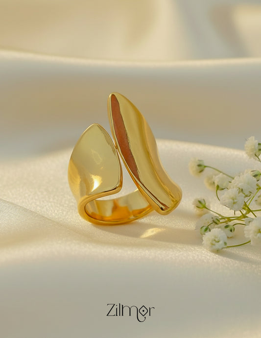 Luxury open wrap ring size adjustable 18K gold plated stainless steel anti-tarnish for women