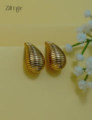 Modern striped teardrop Korean stud earrings with anti-tarnish finish