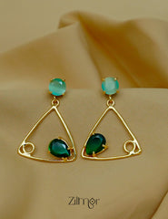 Minimal triangle drop earrings with multi colour stones for women