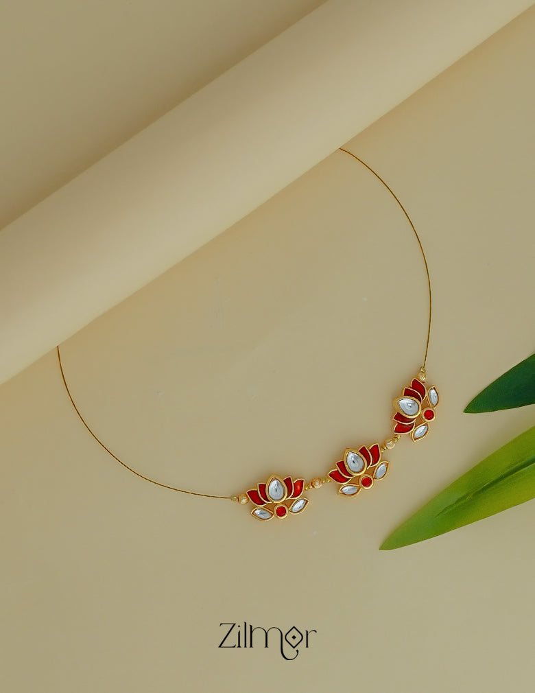 Statement triple lotus pendant with invisible thread necklace