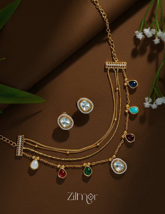 Multi Layer Premium Choker with Polki Stone Pendants – Elegant Jewelry