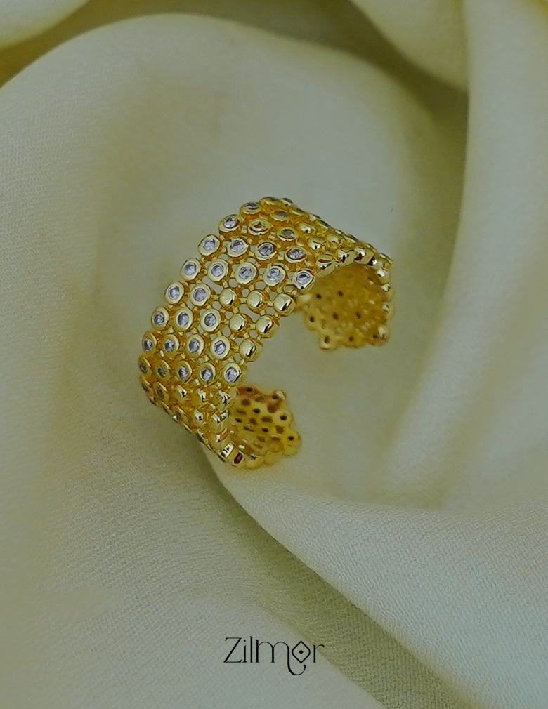 Designer luxury multi-layered adjustable ring anti-tarnish 18K gold plated stainless steel