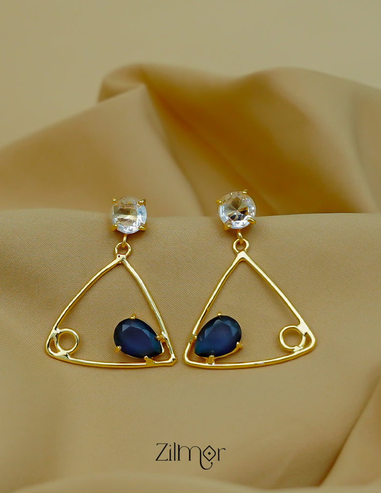Elegant minimal triangle drop earrings featuring multi colour stones