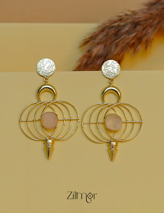 Natural Crystal Hanging Earrings – Gold Plated Finish