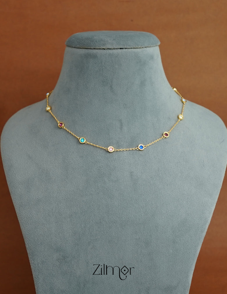 ZH1011731 -  Multi Color Stone Anti Tarnish Dailywear Necklace 5-Zilmor