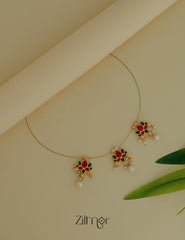 Pearl cluster lotus design pendant with transparent invisible necklace for women