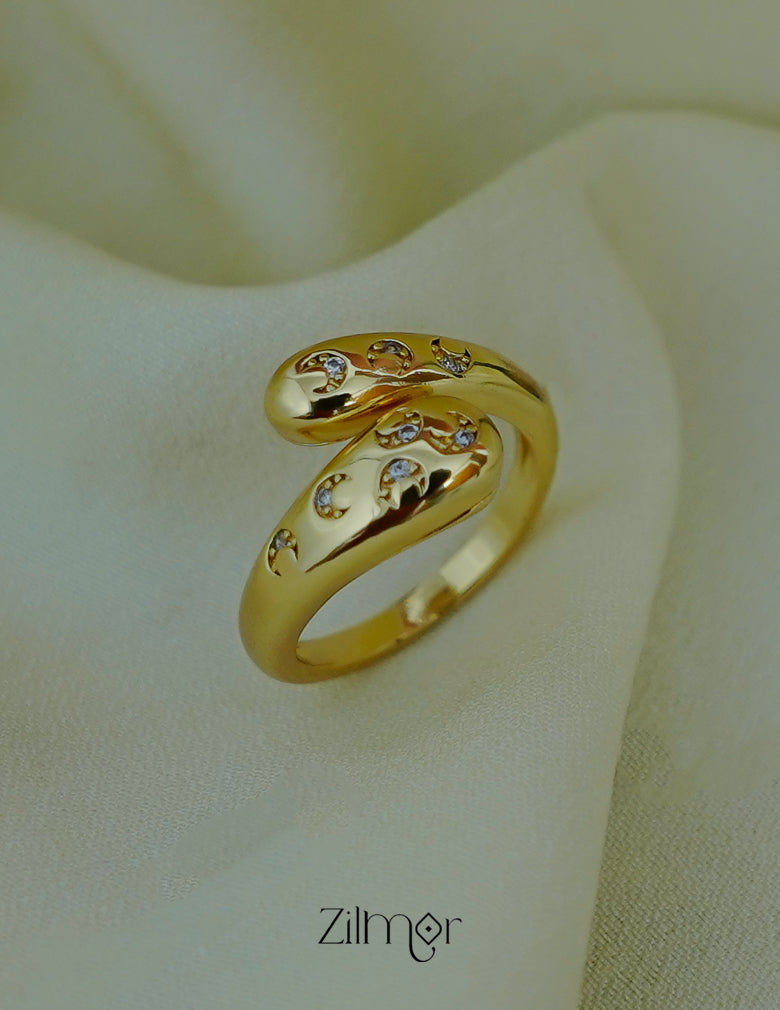 Modern Adjustable Zircon Ring – 18K Gold Plated, Waterproof Finish