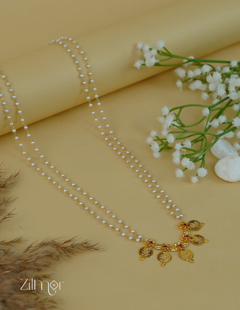 Handcrafted Double Layer Pearl Necklace – Lakshmi Temple Jewelry