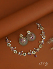 Premium Antique Kemp Peacock Necklace with Earrings Set for Women