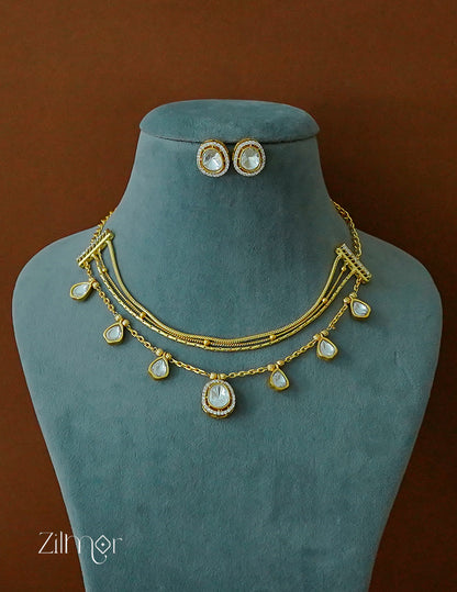 Premium Gold Plated Choker – Multi Layer with Polki Stone Pendants