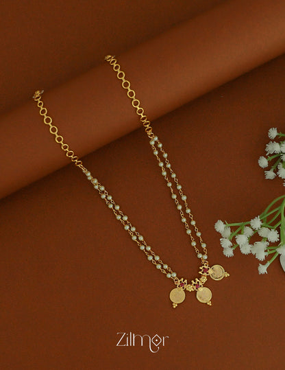 South Indian double layer kashu pearl choker with Lakshmi pendant traditional necklace