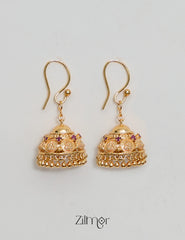 Traditional Lakshmi Gold Plated Hook Jhumkas