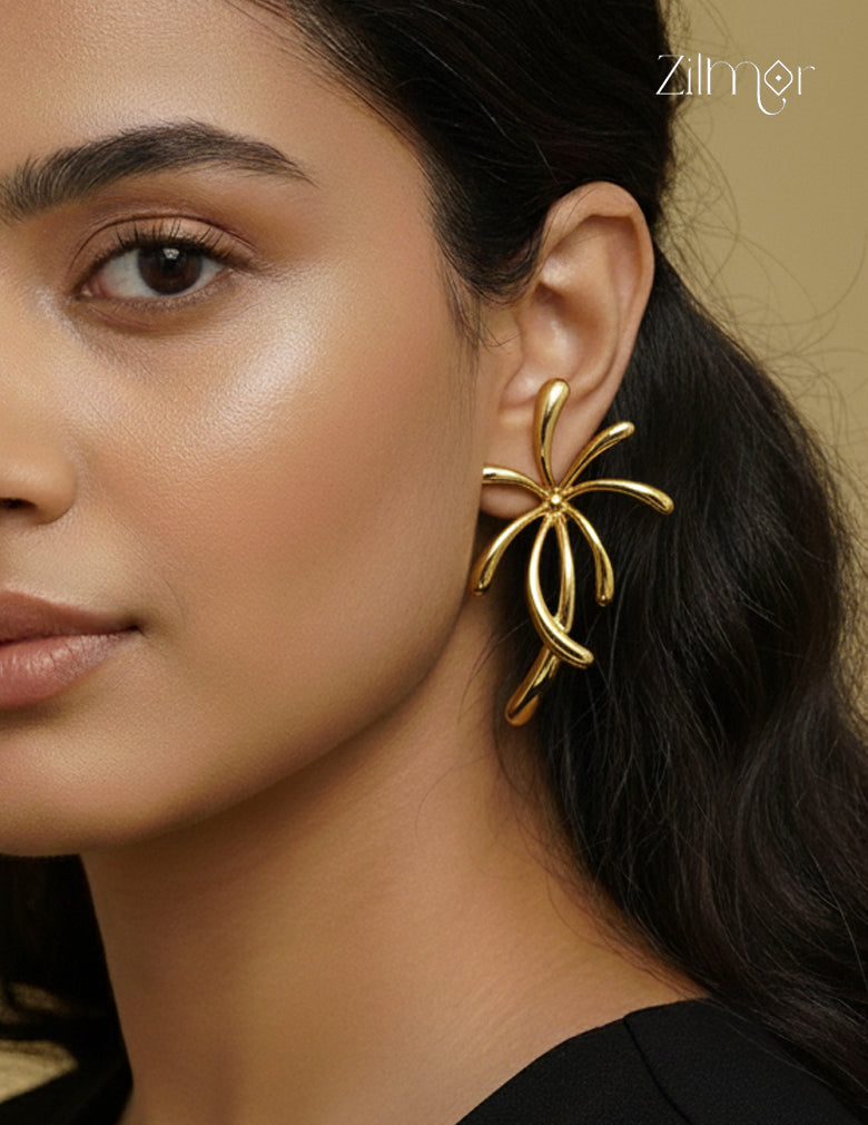 golden stud earrings with anti-tarnish coating, everyday fashion jewelry for women