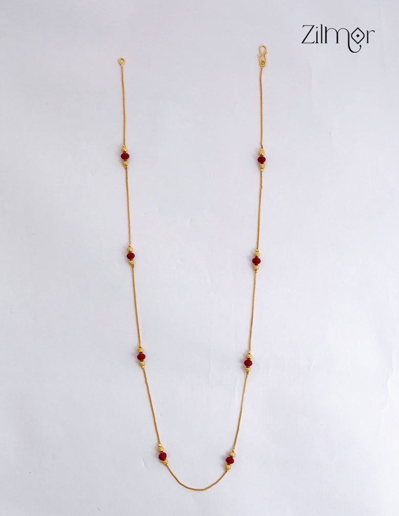 18K Gold Plated  Ruby Crystal Bead Long Chain Necklace – ZG1012495