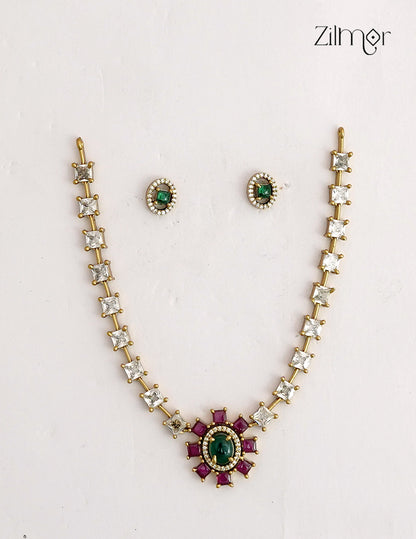 Premium Antique Necklace Set with Matching Earrings - NV1012749