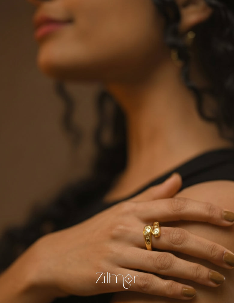Premium Adjustable Zircon Ring – Gold Finish, Anti Tarnish & Shine Retention