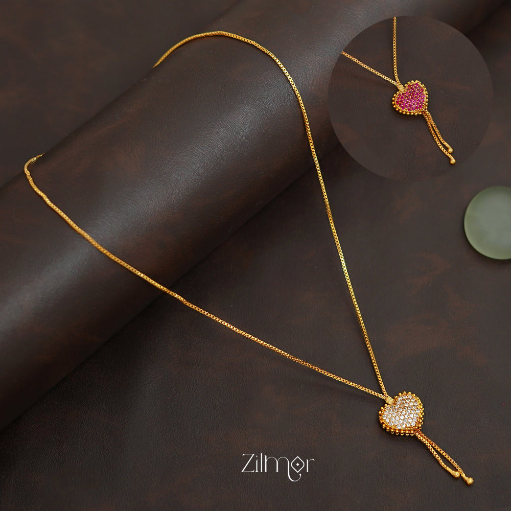 ZK1011411 -  Gold Tone AD Stone Double Side  Pendant Simple Necklace