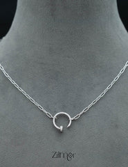 ZM101415 - 	 925 Sterling Silver CZ Stone Designed Pendant Necklace 3-Zilmor