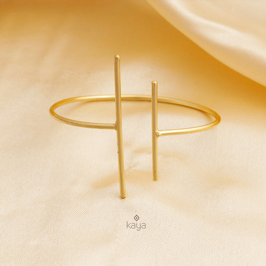 Gold plated  Parallel bars simple Bangle - KC100698