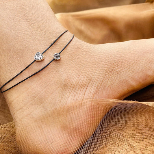 Heart and flower charm Minimal Anklet - KY100271