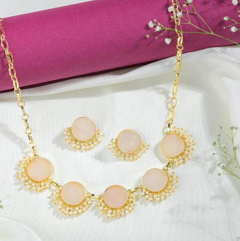 Druzy Natural Stone Necklace Earring Set