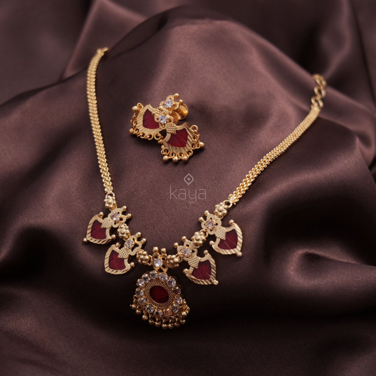 Palakka Necklace Earrings Set