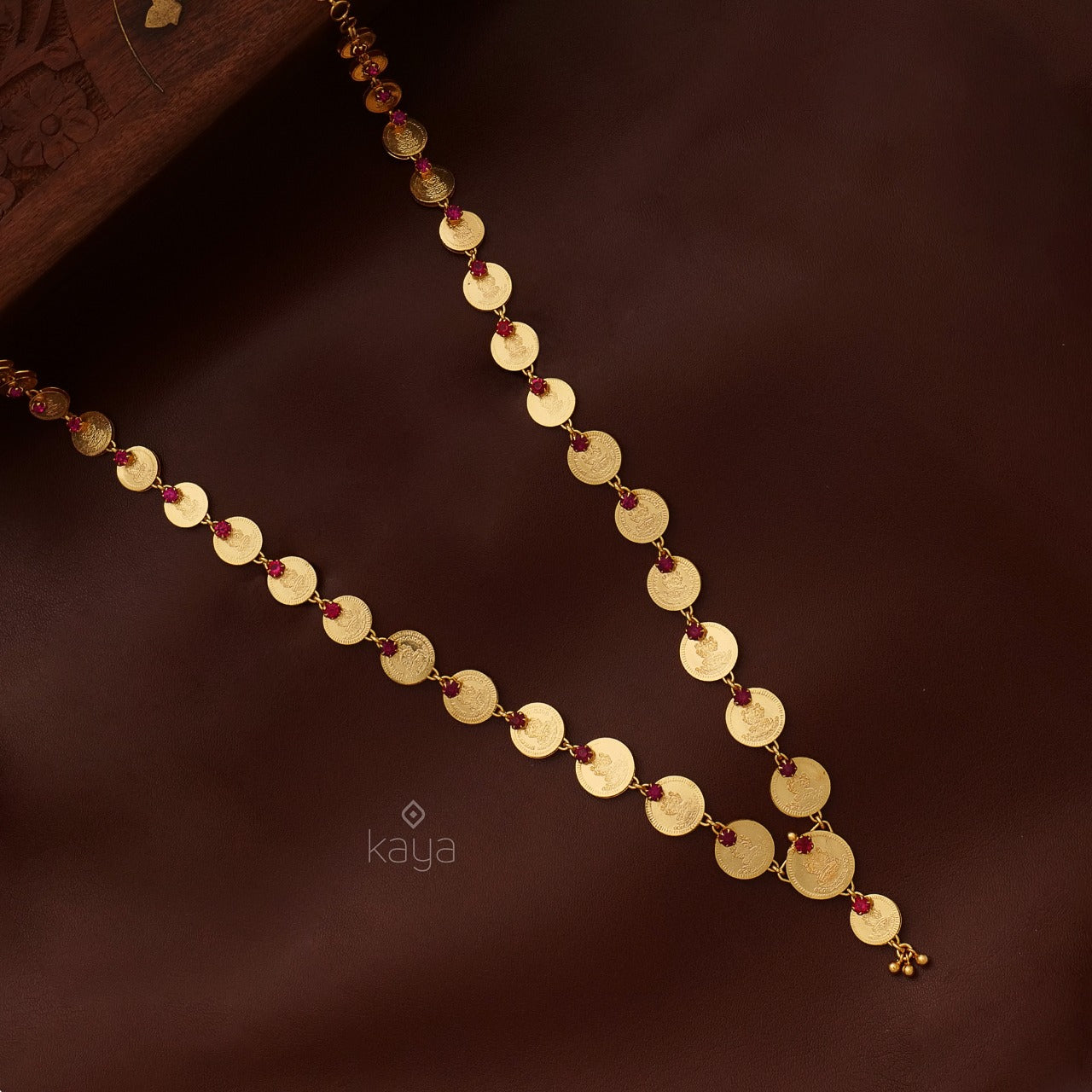 Goldtone Lakshmi coin Long Haram Necklace - AG100174