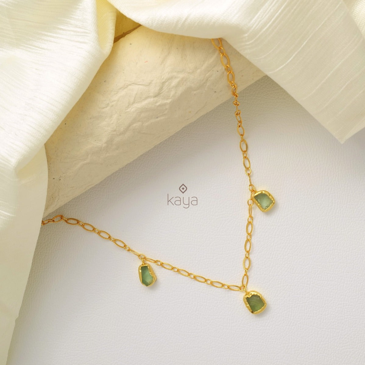 Goldtone Natural Raw Stone Necklace - KY100218