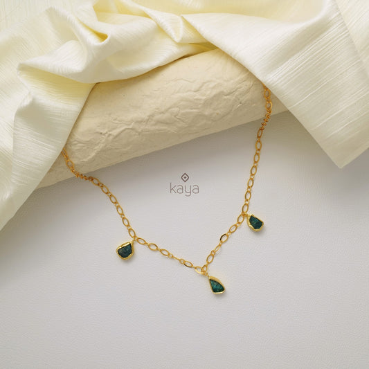 Goldtone Natural Raw Stone Necklace - KY100218